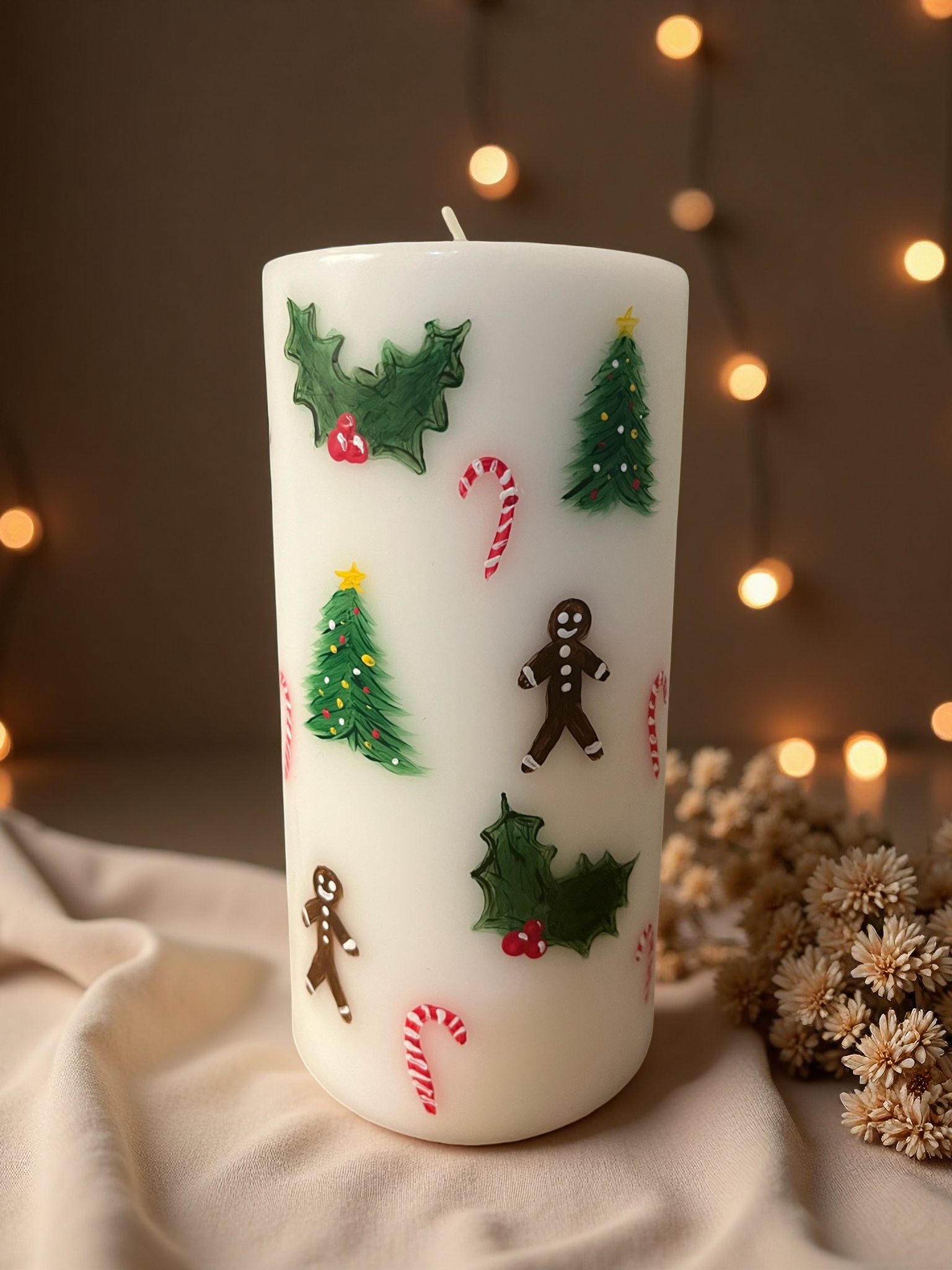 Gingerbread Christmas Pillar Candle 🎄✨